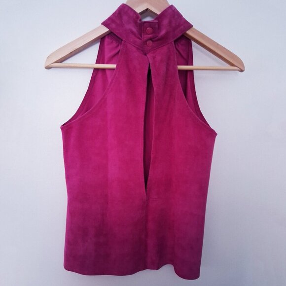 Vintage Suede Halter Top 1980s Disco Party Wilsons Suede & Leather Korea RARE - Picture 7 of 13